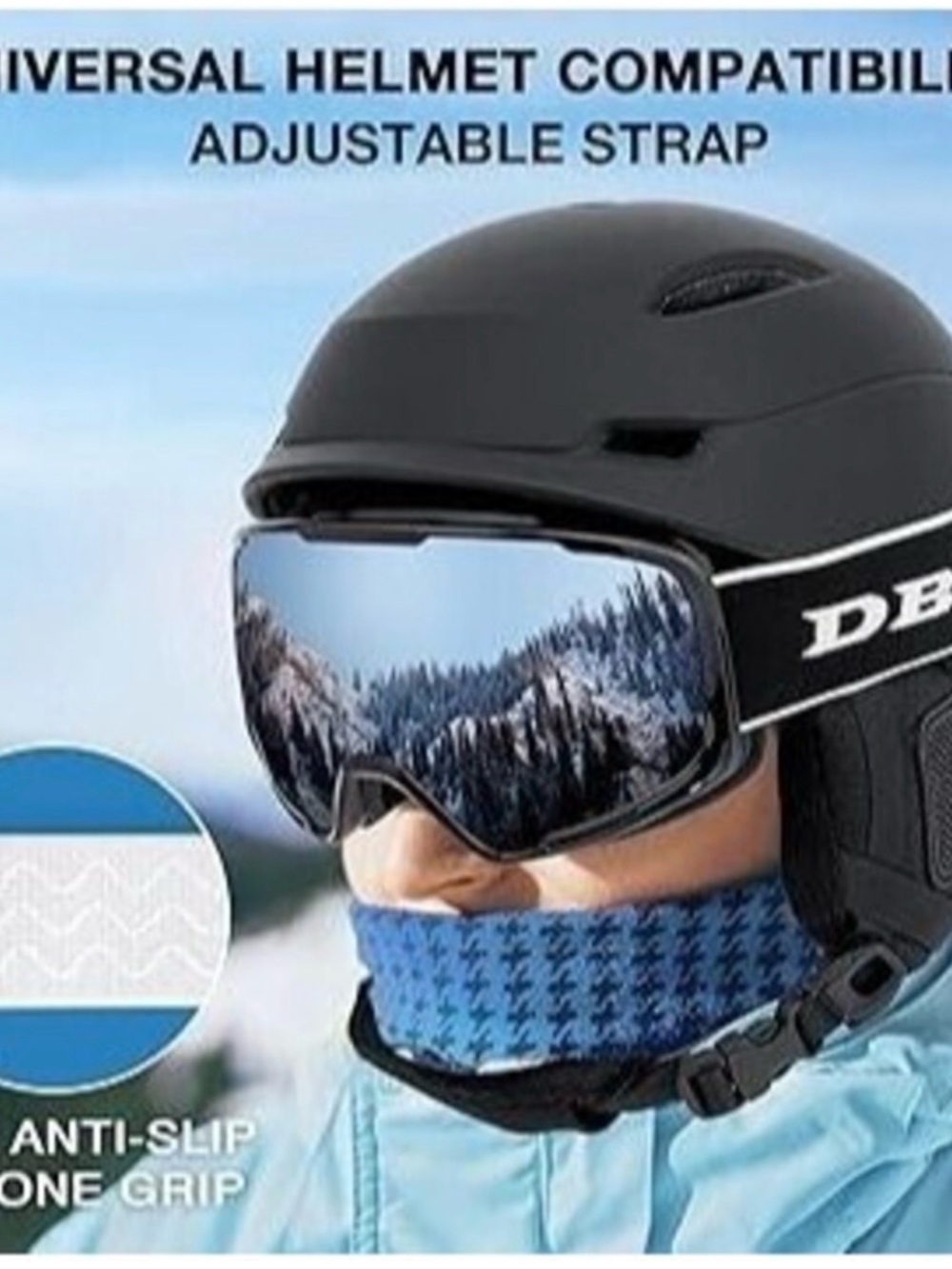 DBIO Ski Helmet-Compatible Snow Goggles with Black Frame